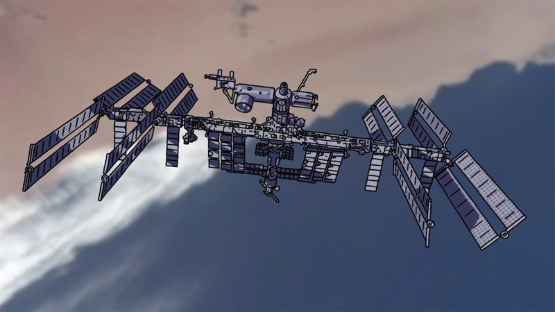 still of the international space station taken from the short animation a Story From Space